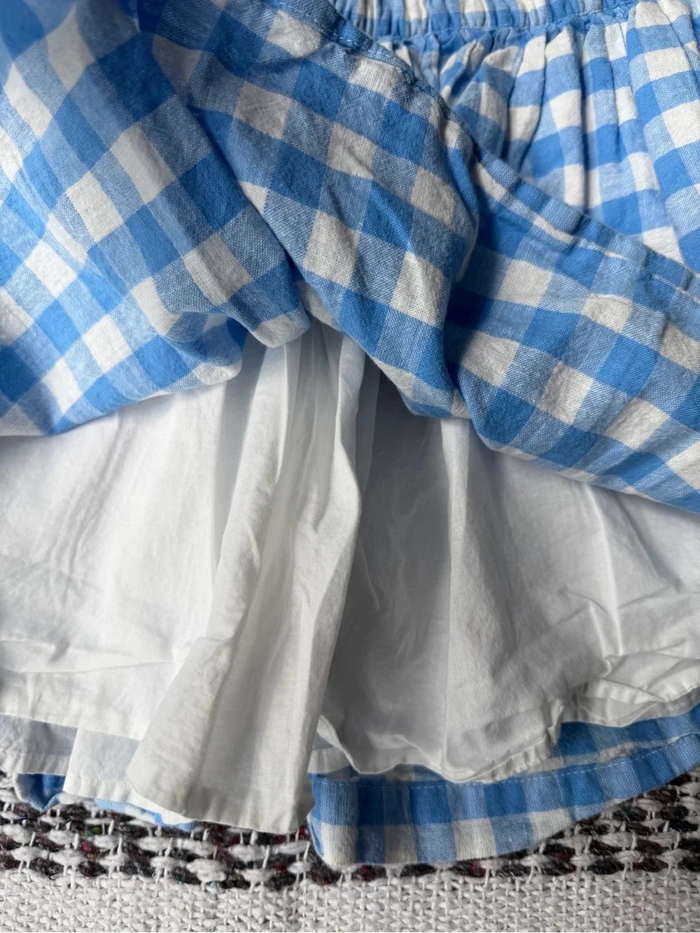 GAP Kids Blue and White Gingham Elastic Waist Skirt